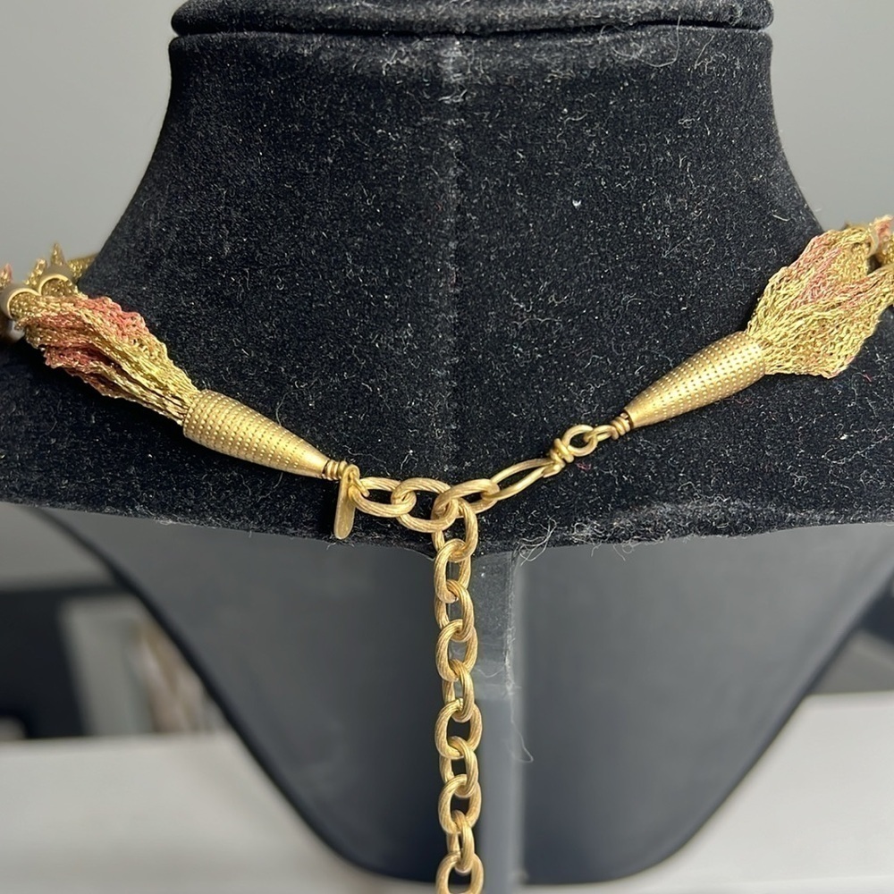Sarah Cavender Metalworks Sculptured Handmade Mesh Knit Brass Necklace - Picture 3 of 6